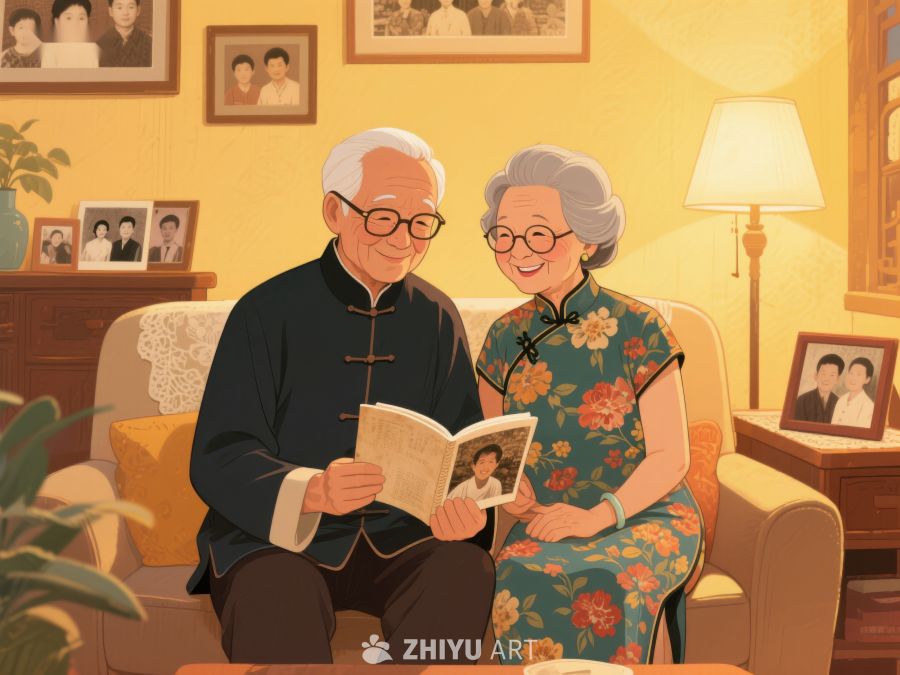 温馨时刻：老夫妇共读相册 783