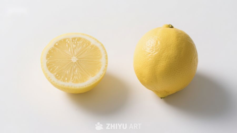 新鲜柠檬：一半与整体