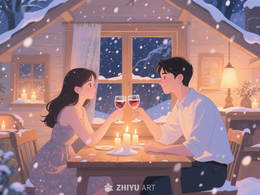 雪夜温馨对饮 1000