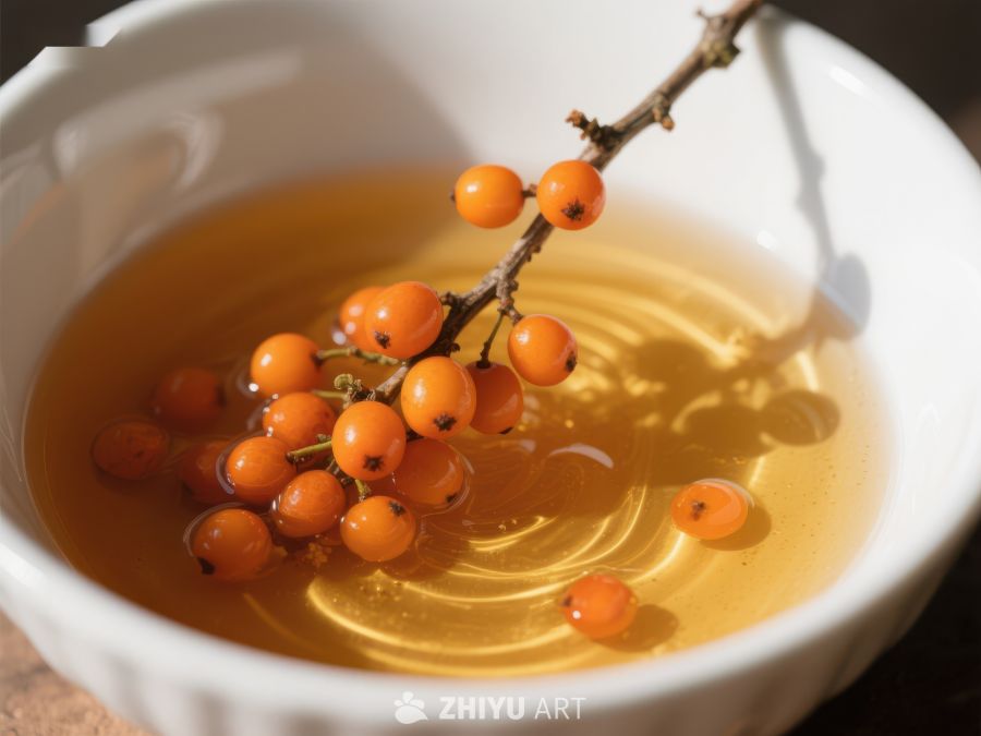海 buckthorn 浆果浸入蜂蜜中 227