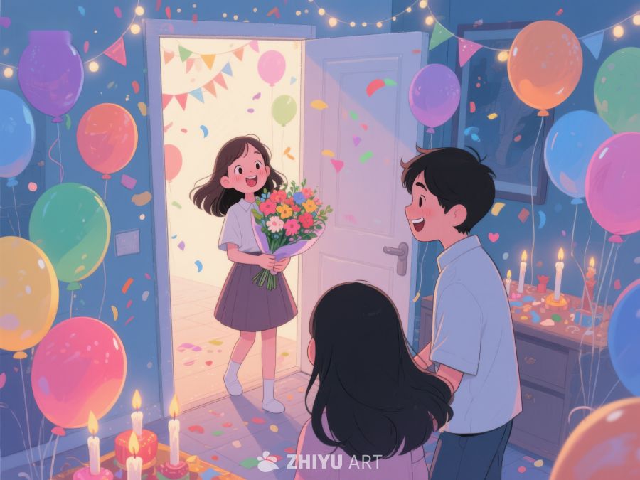 温馨生日派对，惊喜迎接女孩 737