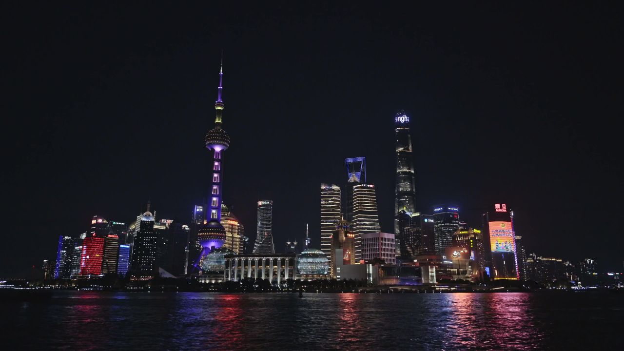 上海外滩东方明珠城市夜景