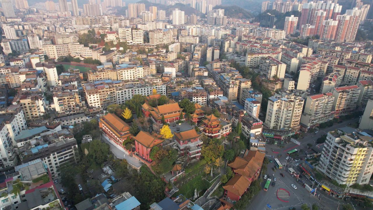贵州遵义湘山寺航拍