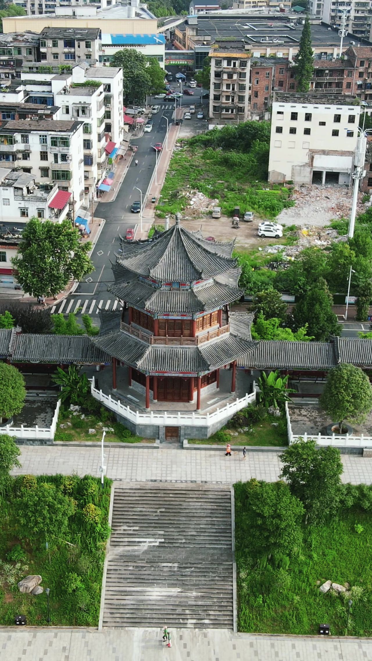 城市航拍湖南益阳文昌阁