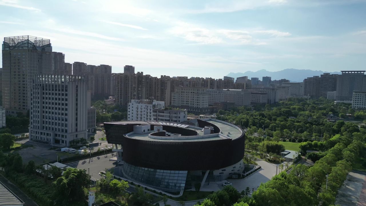 航拍江西上饶市美术馆