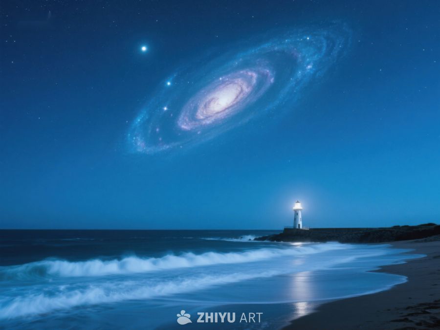 夜空下的灯塔与星系 277