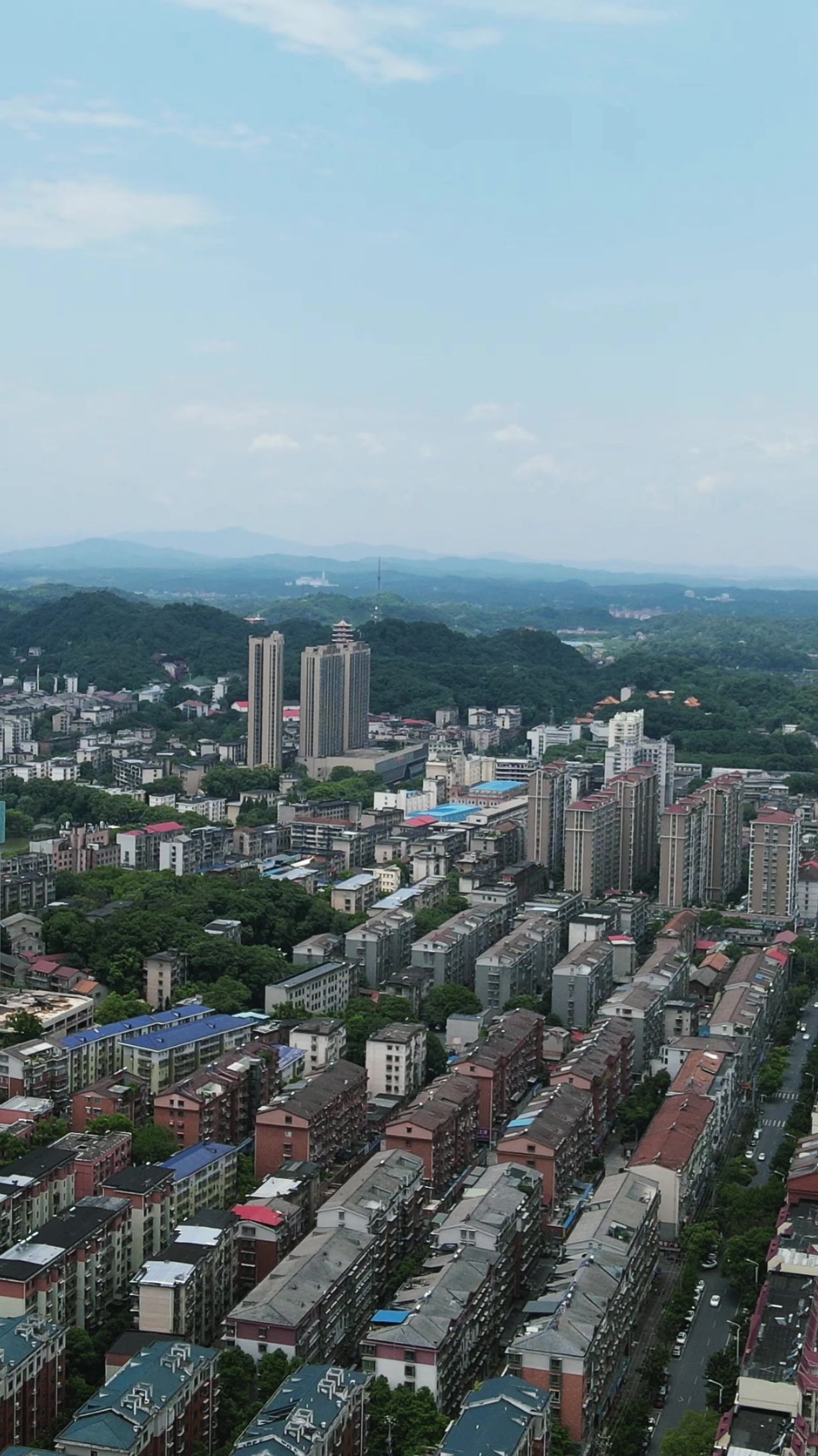 城市航拍益阳城市建设竖屏