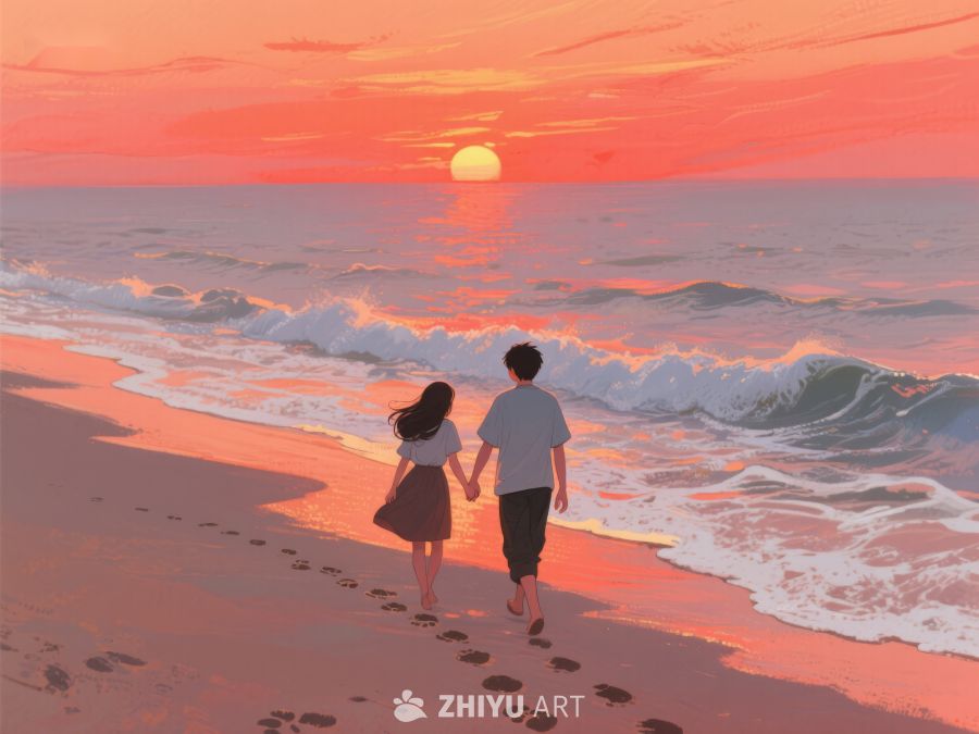 夕阳下的海滩漫步 935
