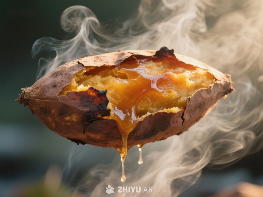 热烤红薯，糖浆滴落 865