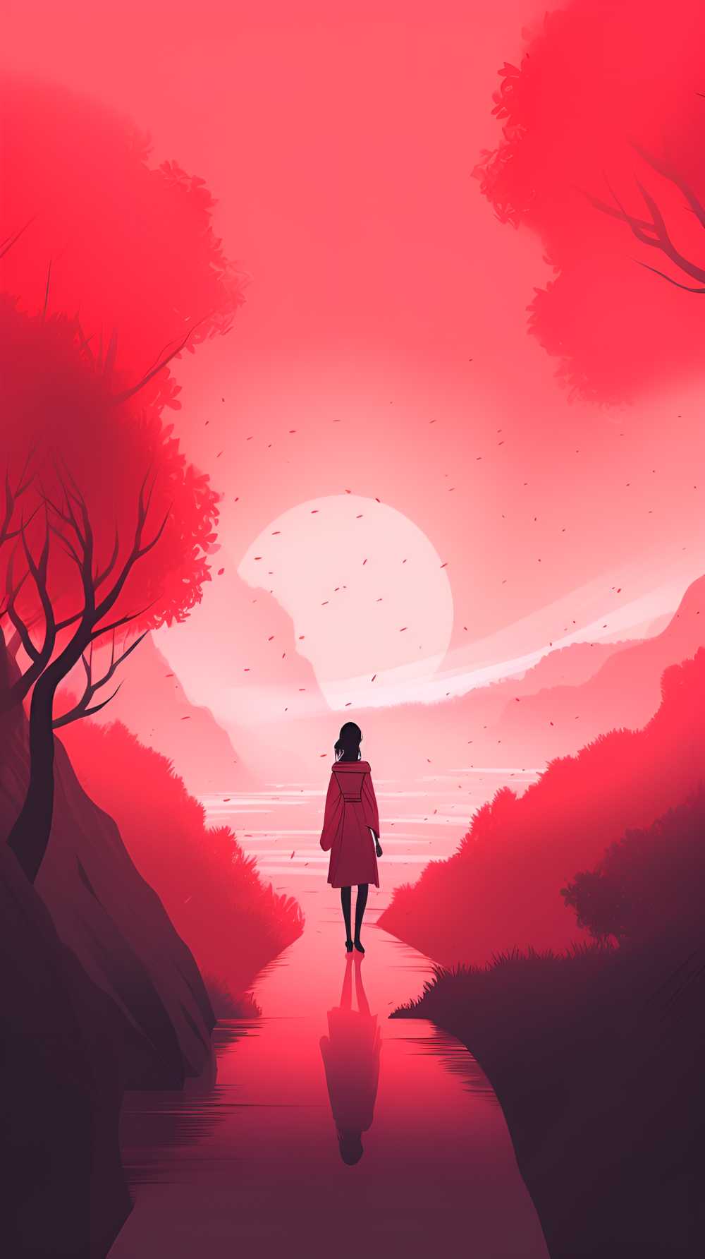 红色唯美背景意境