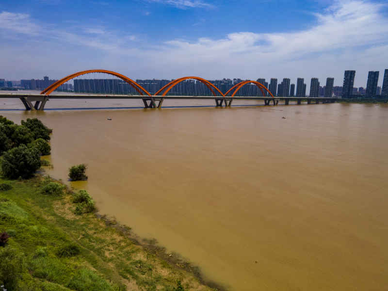 湖南长沙福元路湘江大桥航拍摄影图 