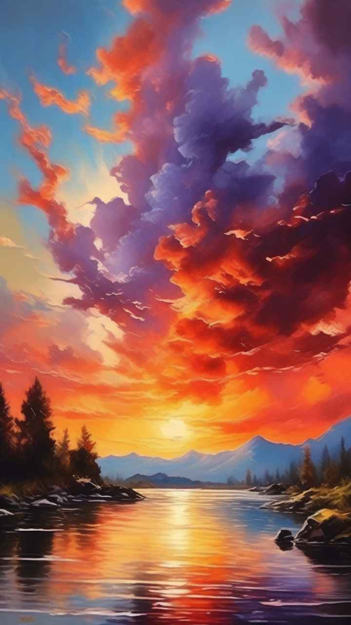 火烧云自然主题插画 19