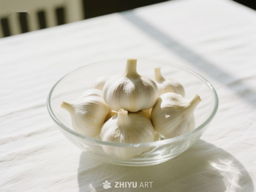 透明碗中的几瓣大蒜 370