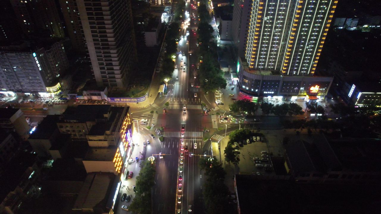 河北邯郸城市夜景灯光航拍