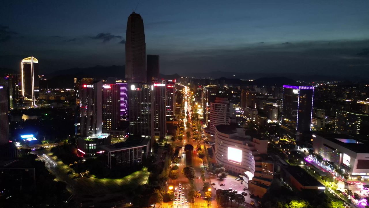  航拍台州城市夜景
