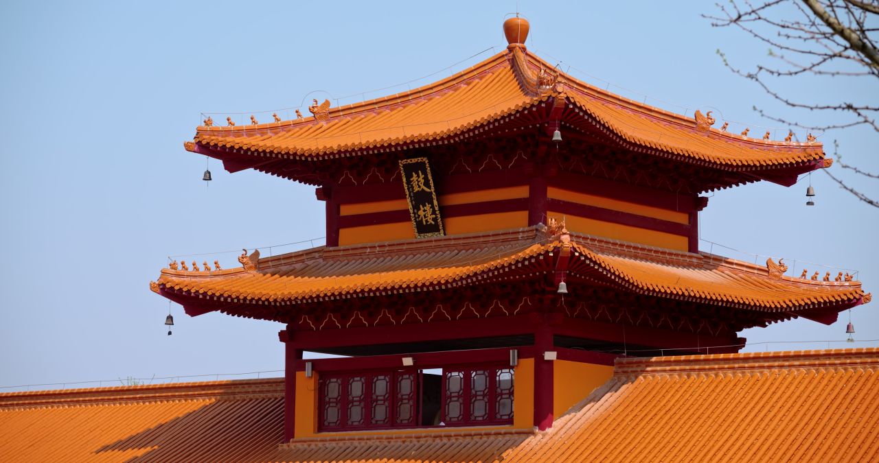 湖南长沙洗心禅寺古典建筑寺庙实拍视频