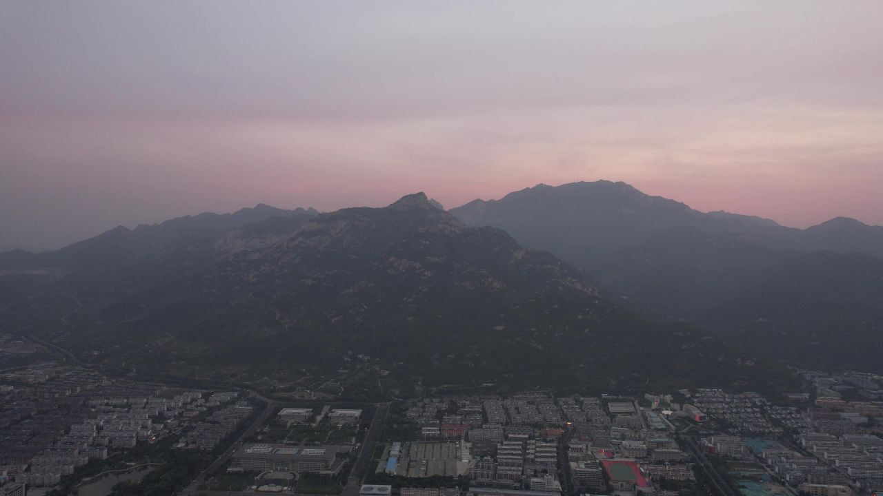山东泰安城市风光航拍 