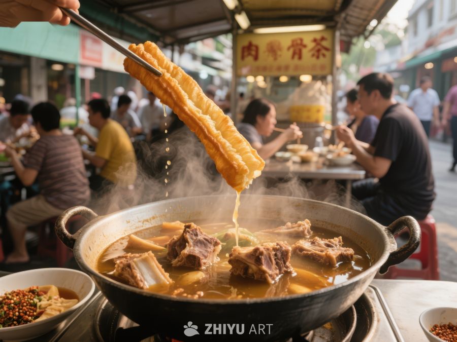 热气腾腾的骨汤与油条 493