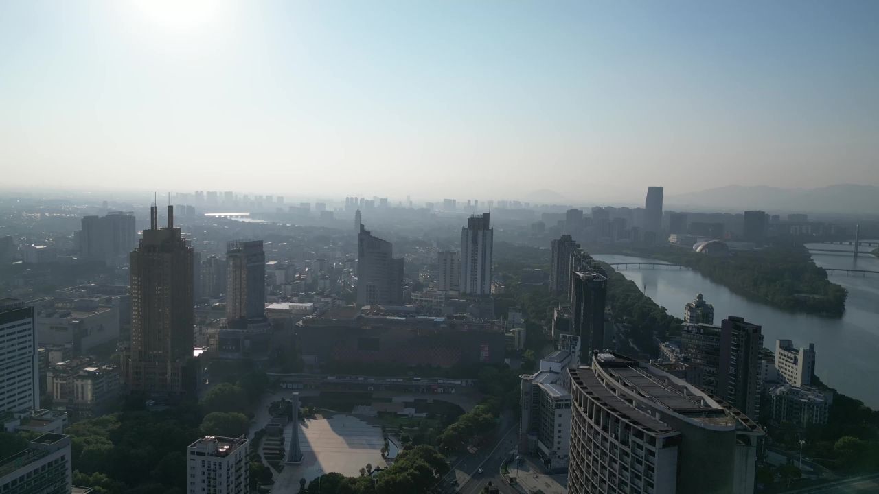航拍金华江北商业中心