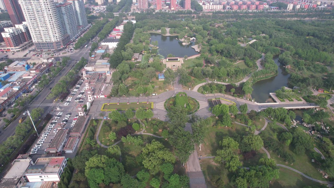 河北邯郸赵苑公园4A景区航拍 