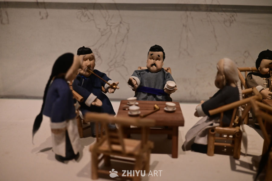 成都博物馆，茶馆小人儿