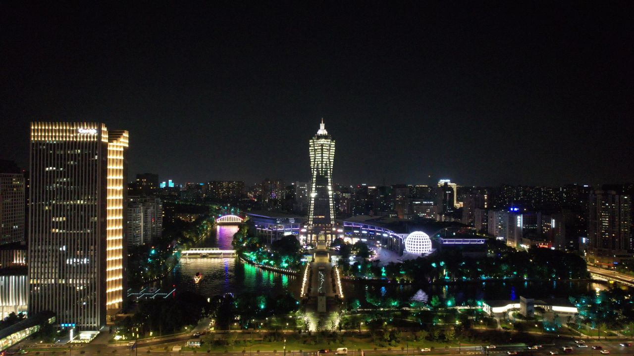 浙江杭州城市风光地标建筑航拍