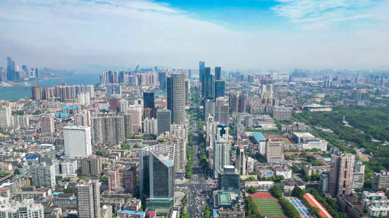 湖南长沙城市风光航拍摄影图 