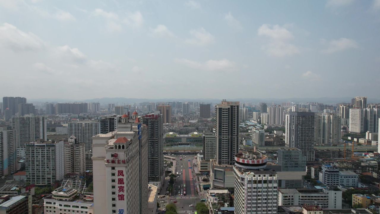 广西南宁城市高楼建筑航拍 