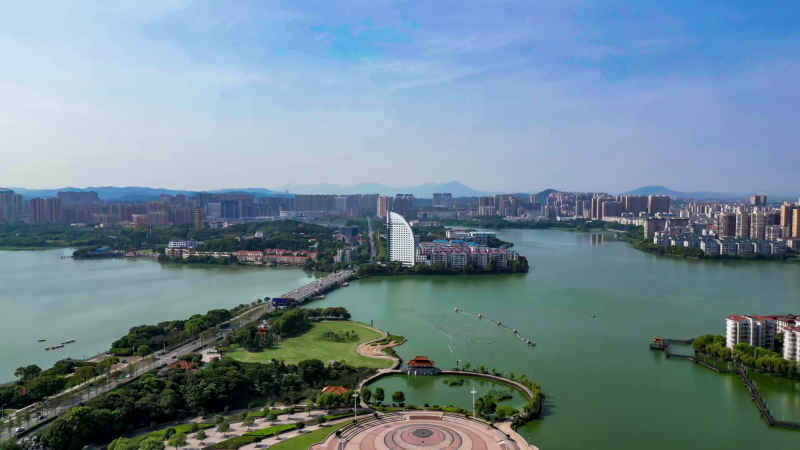 湖北鄂州城市风光航拍摄影图