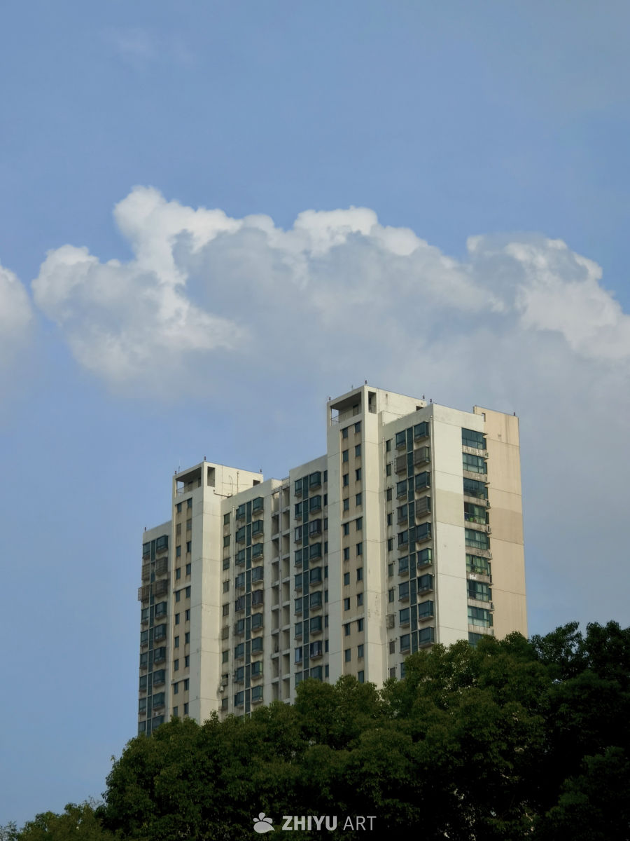 晴空里的城市居民楼