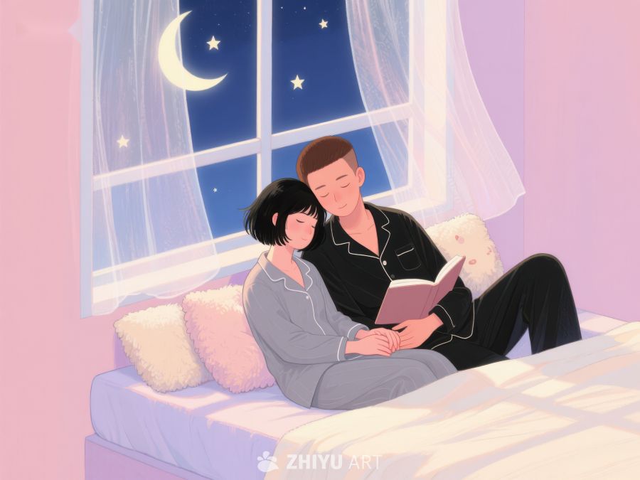 夜晚窗边共读温馨时刻 1079