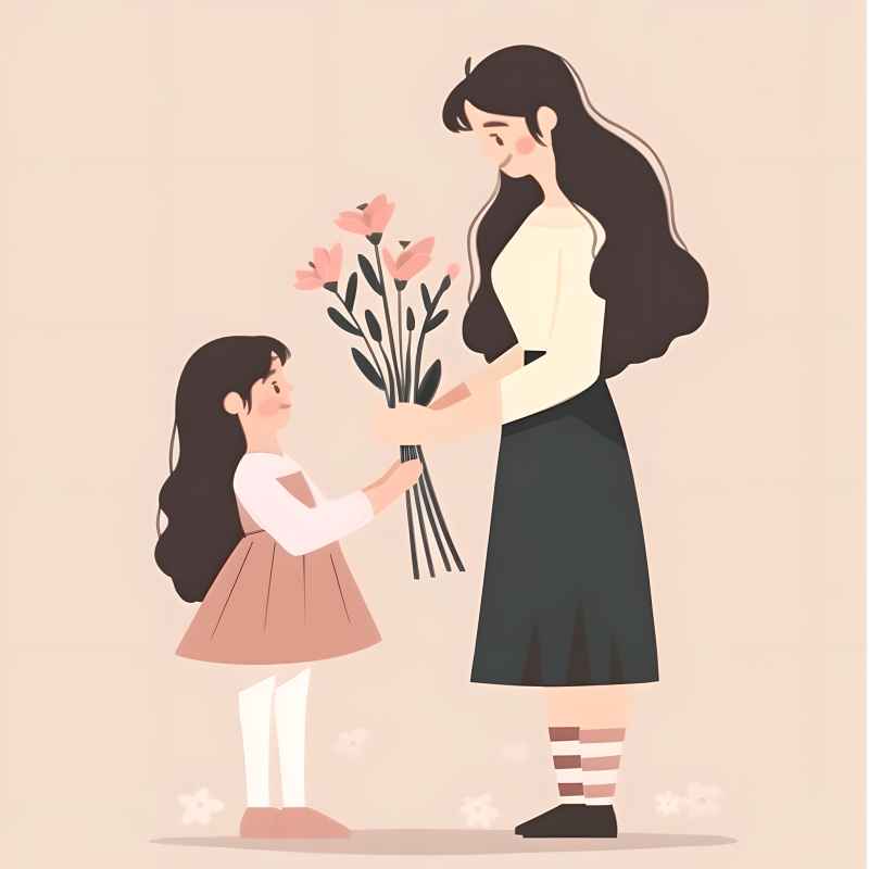 送花给母亲的小女孩 2