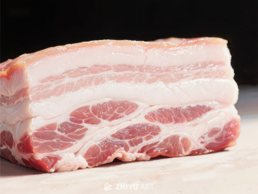 新鲜五花肉切片展示 811