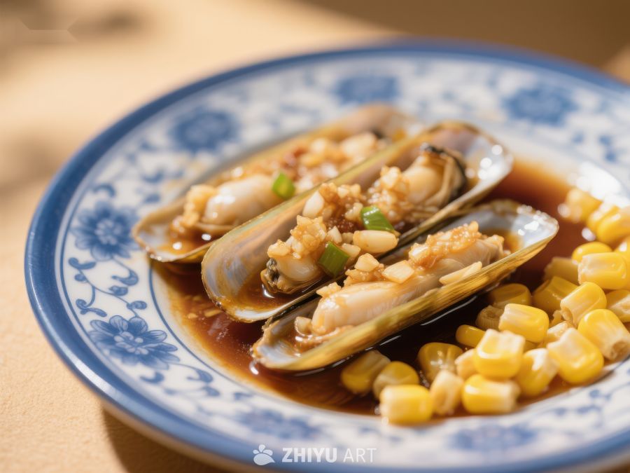 蒜蓉蒸蛏子配玉米粒 928