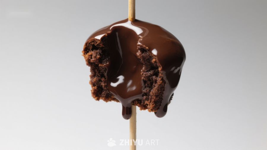 巧克力覆盖的蛋糕棒特写