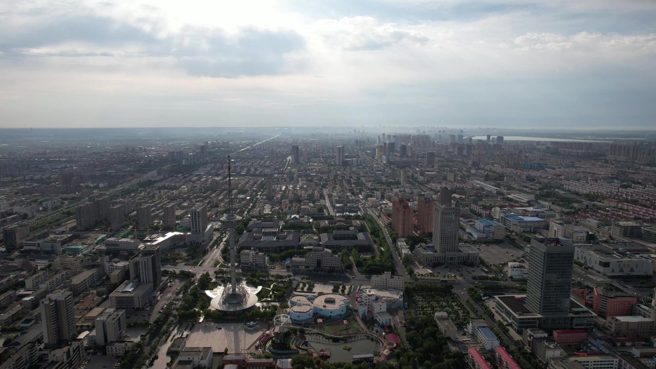 山东东营城市建设地标建筑航拍 