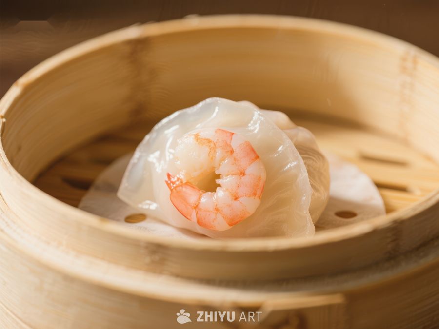 竹蒸笼中的虾饺 1410