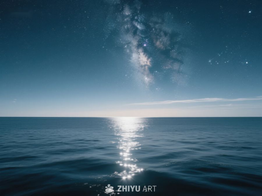 夜空银河映照平静海面 440