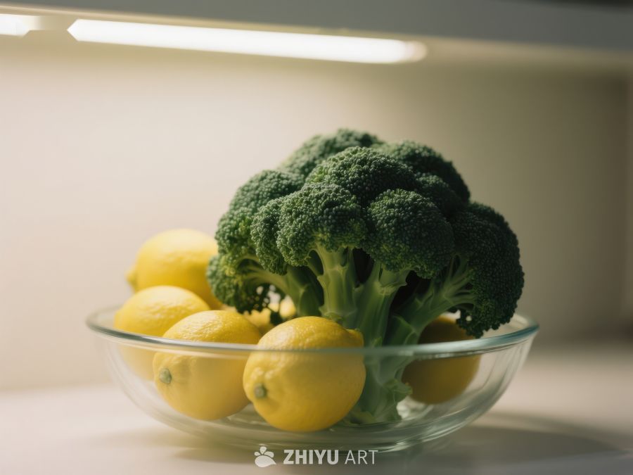 西兰花与柠檬的静物组合 404