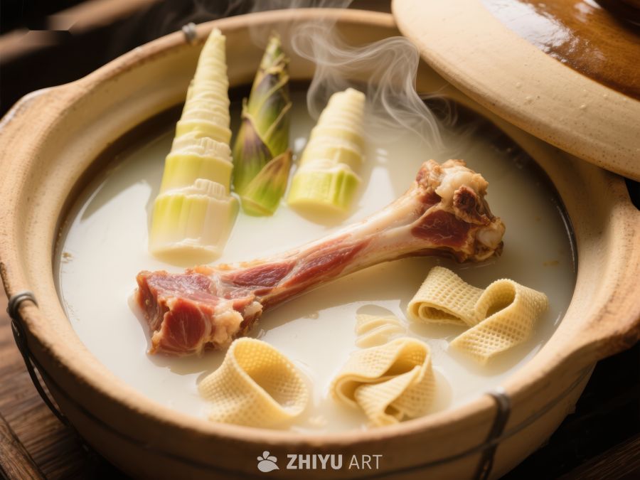 竹笋排骨汤，热气腾腾的美味 883