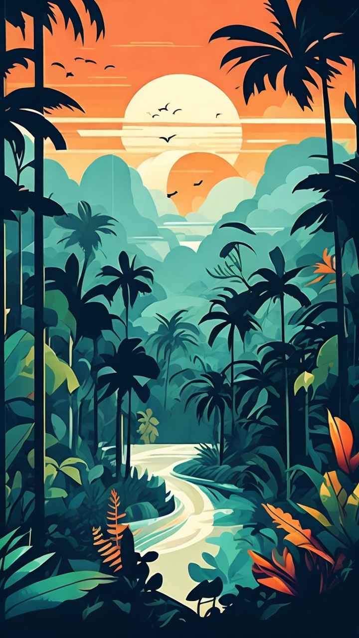 俯瞰热带雨林概念插画 3