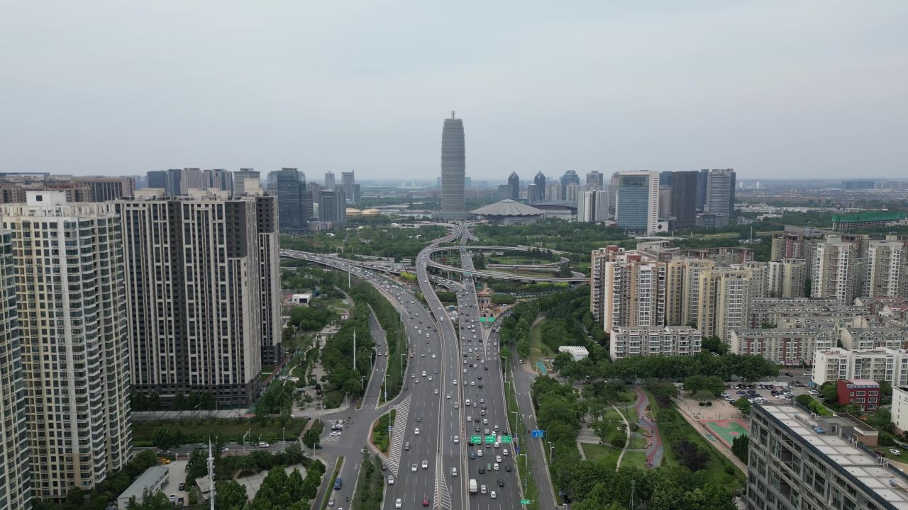 河南郑州城市交通航拍