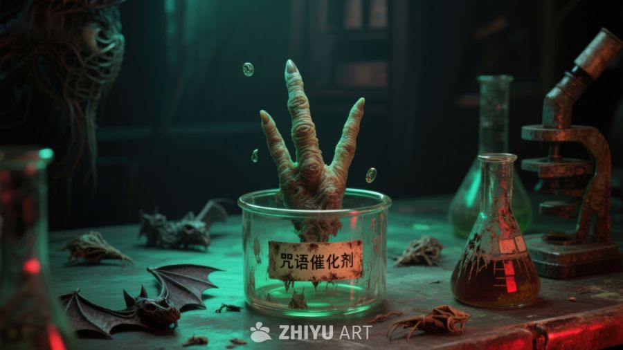 神秘实验室中的咒语催化剂