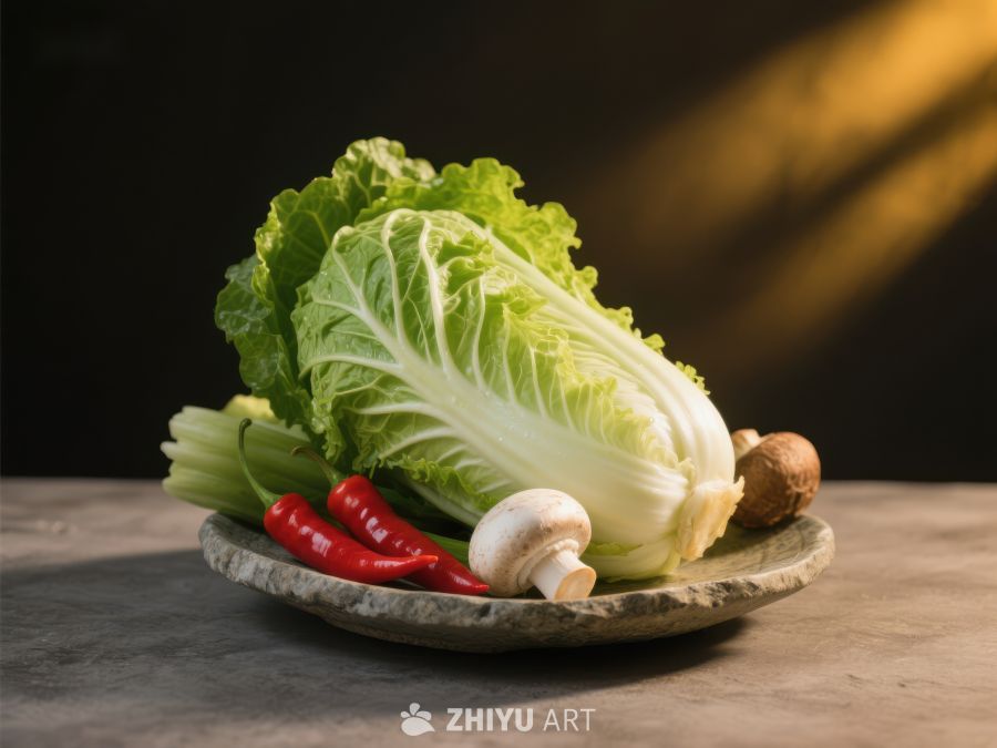 新鲜蔬菜组合：白菜、蘑菇与红椒 711