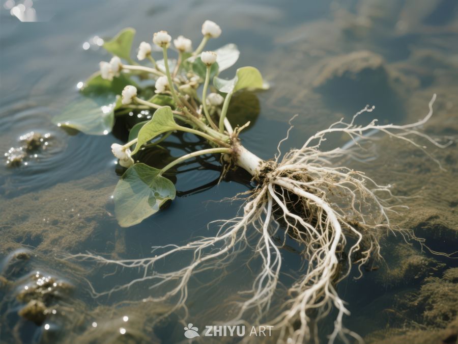 水中植物根系与花朵 384