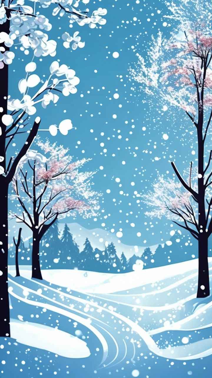 雪景唯美插画小屋 13
