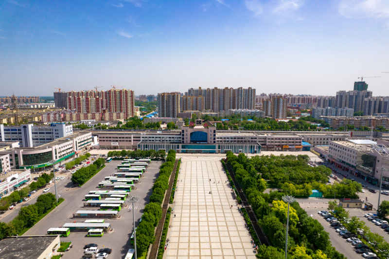 河北衡水火车站交通航拍图