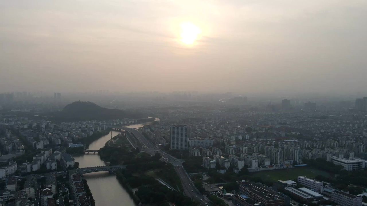 昆山城区延时航拍