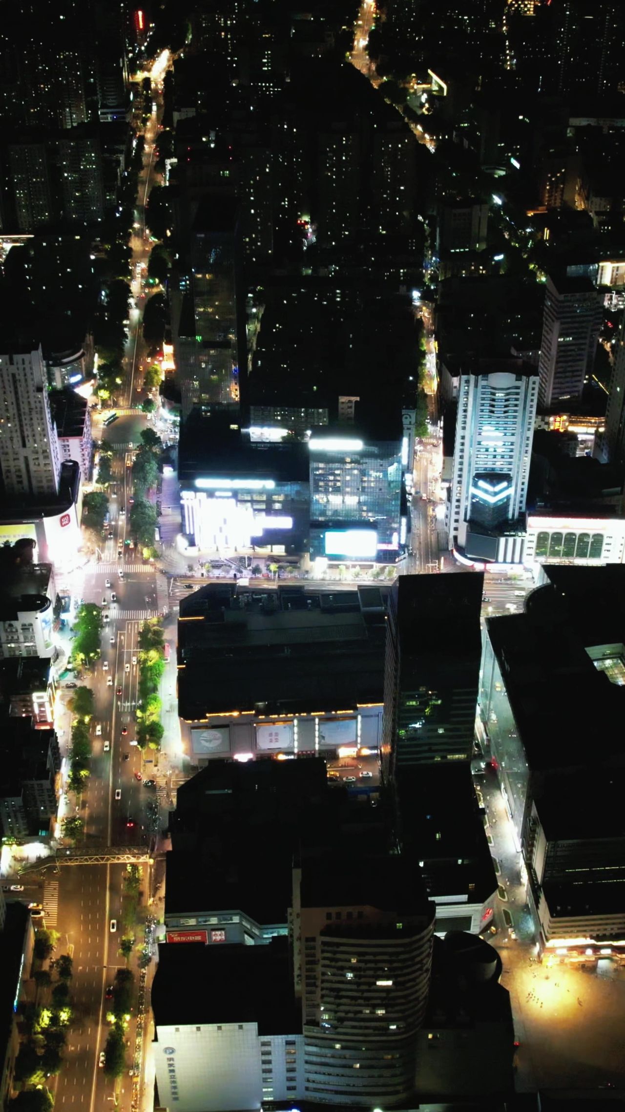 江苏南京城市夜景竖屏航拍 