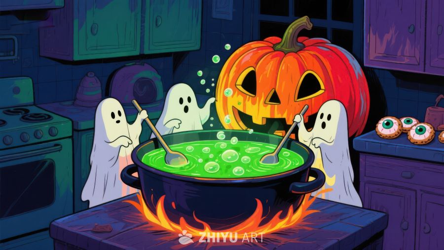 万圣节厨房：幽灵与南瓜的魔法之夜